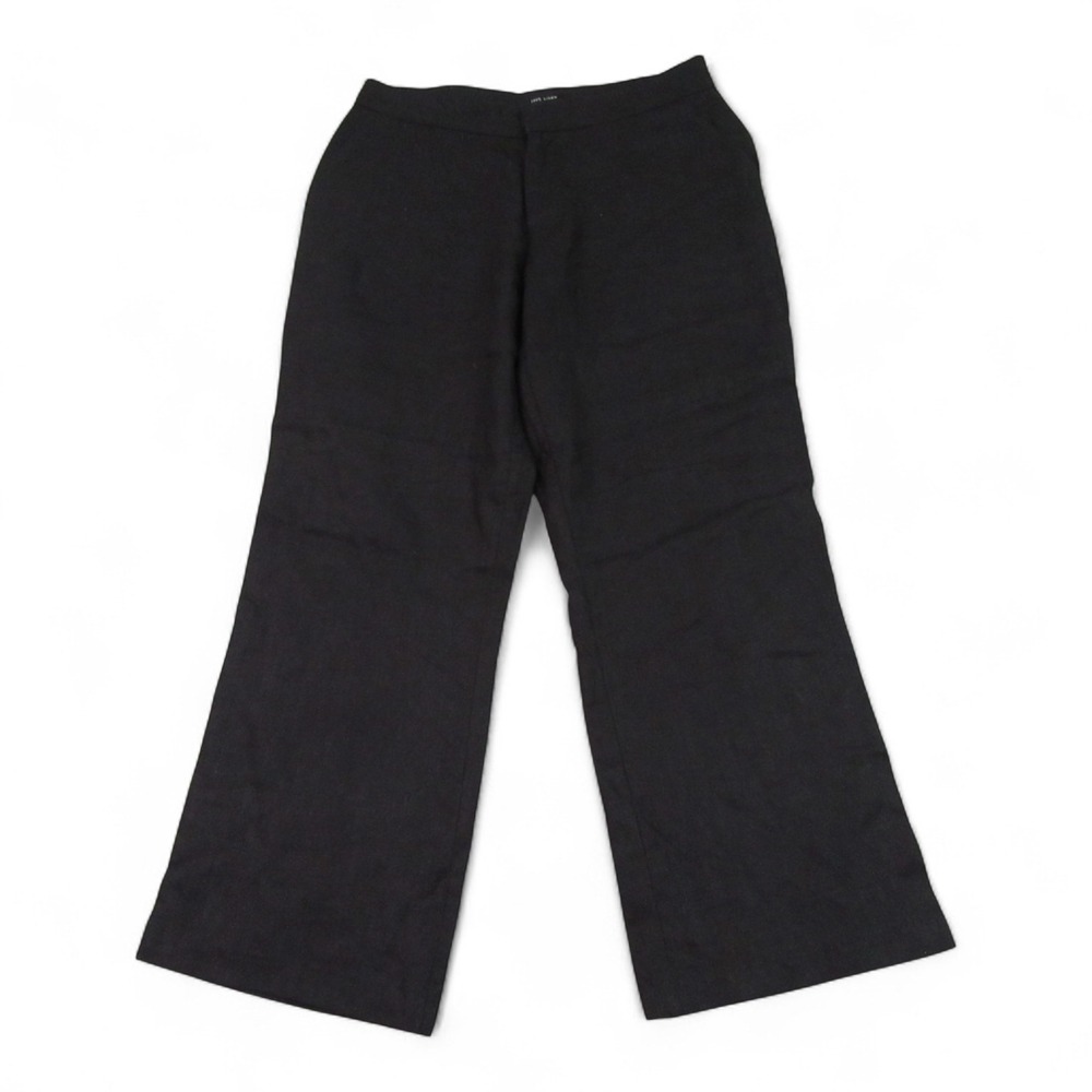 George Womens Casual Pants 6 (30 x 26) Cropped Capri Black 100% Linen Wide Leg